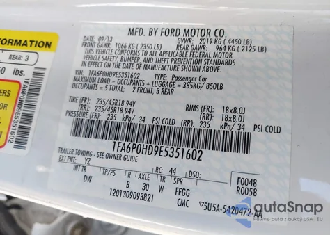 2014 Ford Fusion Se из США, поврежденный, VIN 1FA6P0HD9E5351602